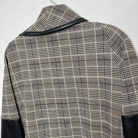 Joseph Ribcoff Checked Jacket With Vegan Leather Sleeves. Size 10. - Picture 10 of 10